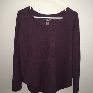 Burgundy waffle knit sweater
